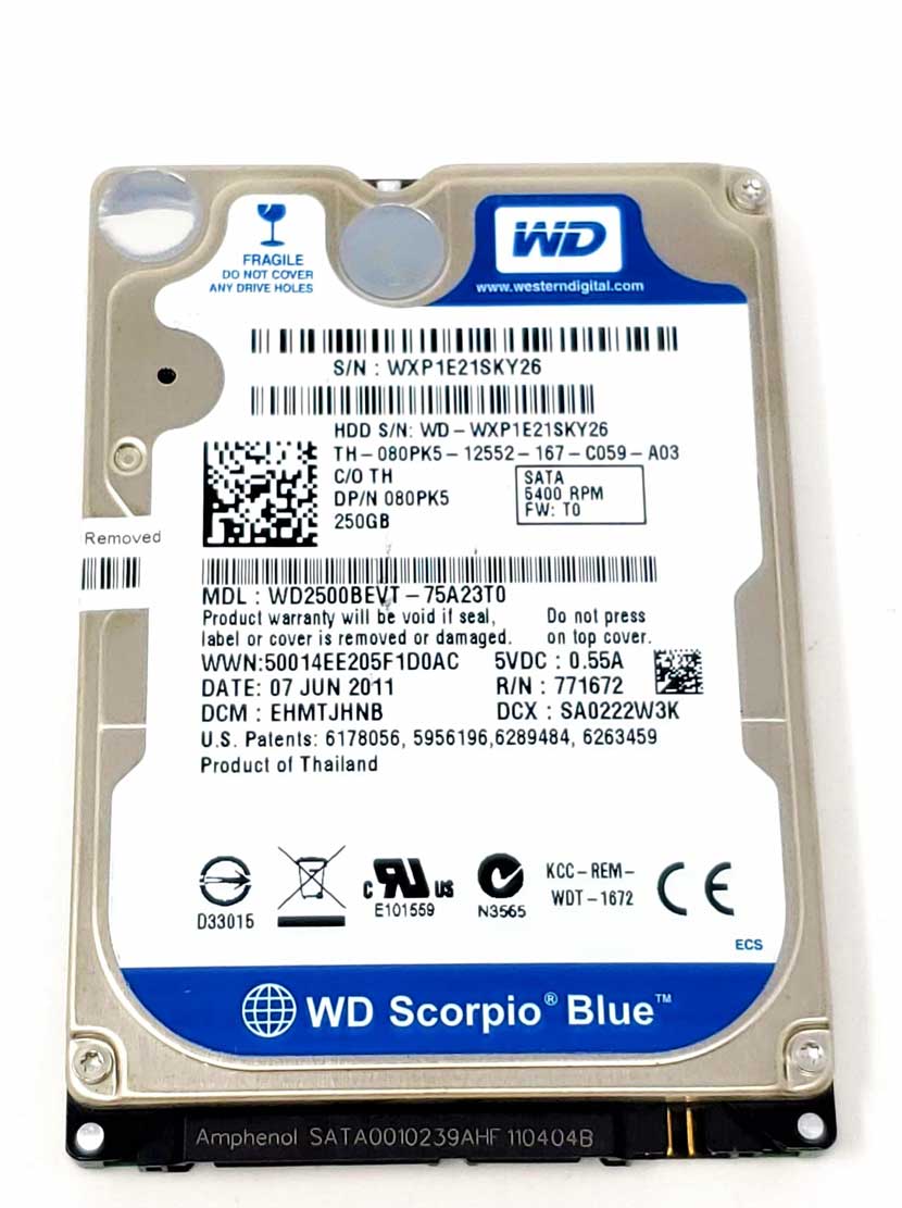 Western Digital WD2500BEVT-00A23T0 - 250GB 5.4K RPM SATA 2.5