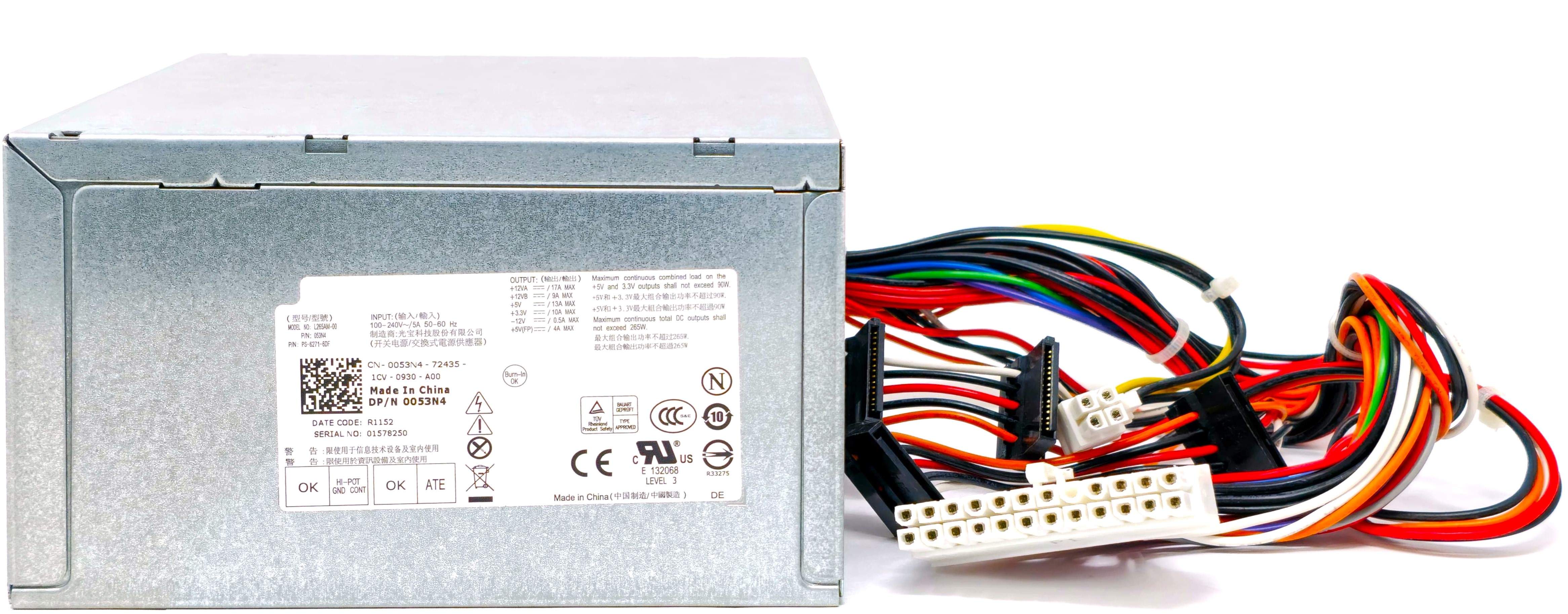 053N4 - 265W Power Supply for Optiplex 390 790 990 3010 MT Precision T1600