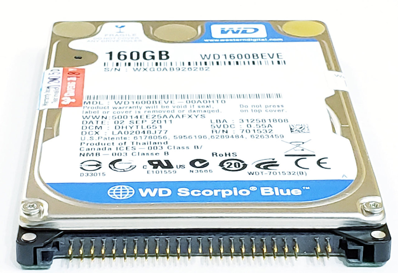 Western WD1600BEVE-00WZT0 - 5.4K RPM IDE Hard Disk Drive (HDD) - CPU Medics