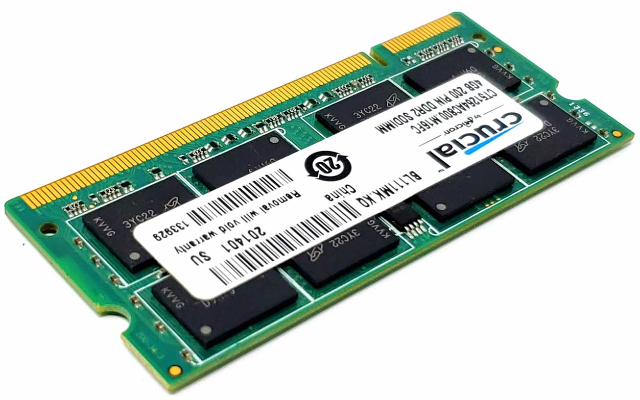 Crucial CT51264AC800.C16FC - 4GB (1x4GB) 800Mhz PC2-6400S 1.8V 200-Pin SODIMM Laptop Ram Memory