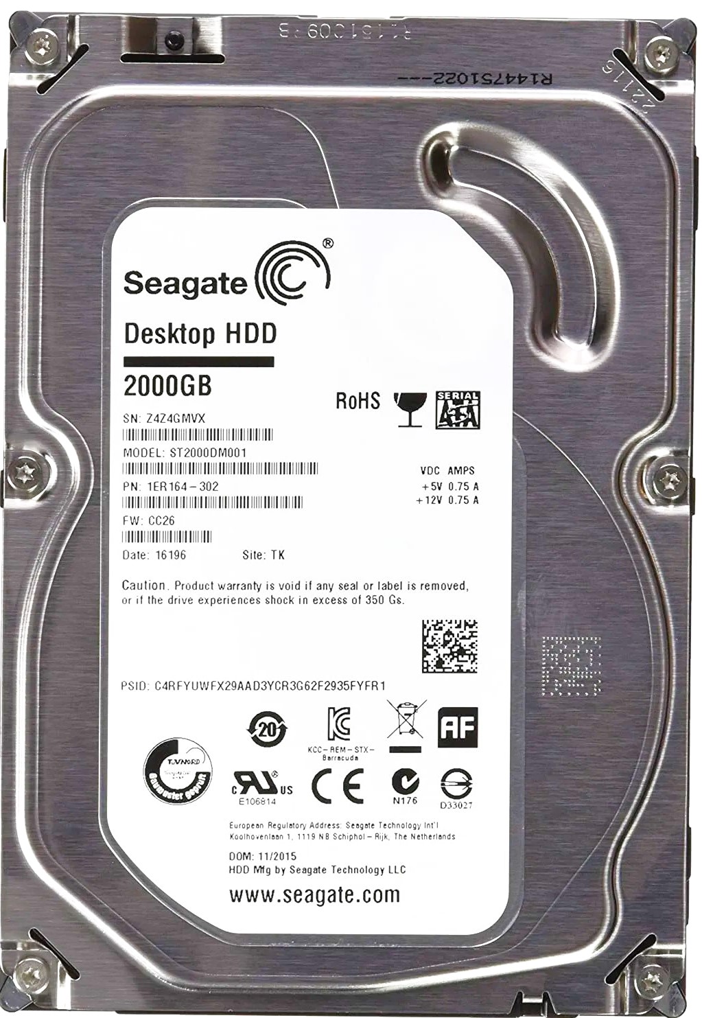 Seagate ST2000DM001 - 2TB 7.2K RPM 64MB Cache SATA 3.5" Hard Drive