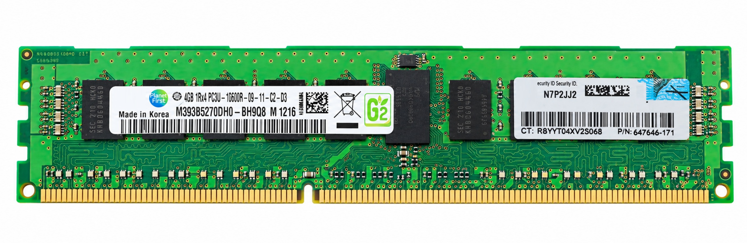 647646-171 - 4GB 1Rx4 PC3U-10600R DDR3-1333 ECC Registered 1.25V Server Memory for ProLiant BL465c Gen8 DL385p Gen8 SL4545 G7