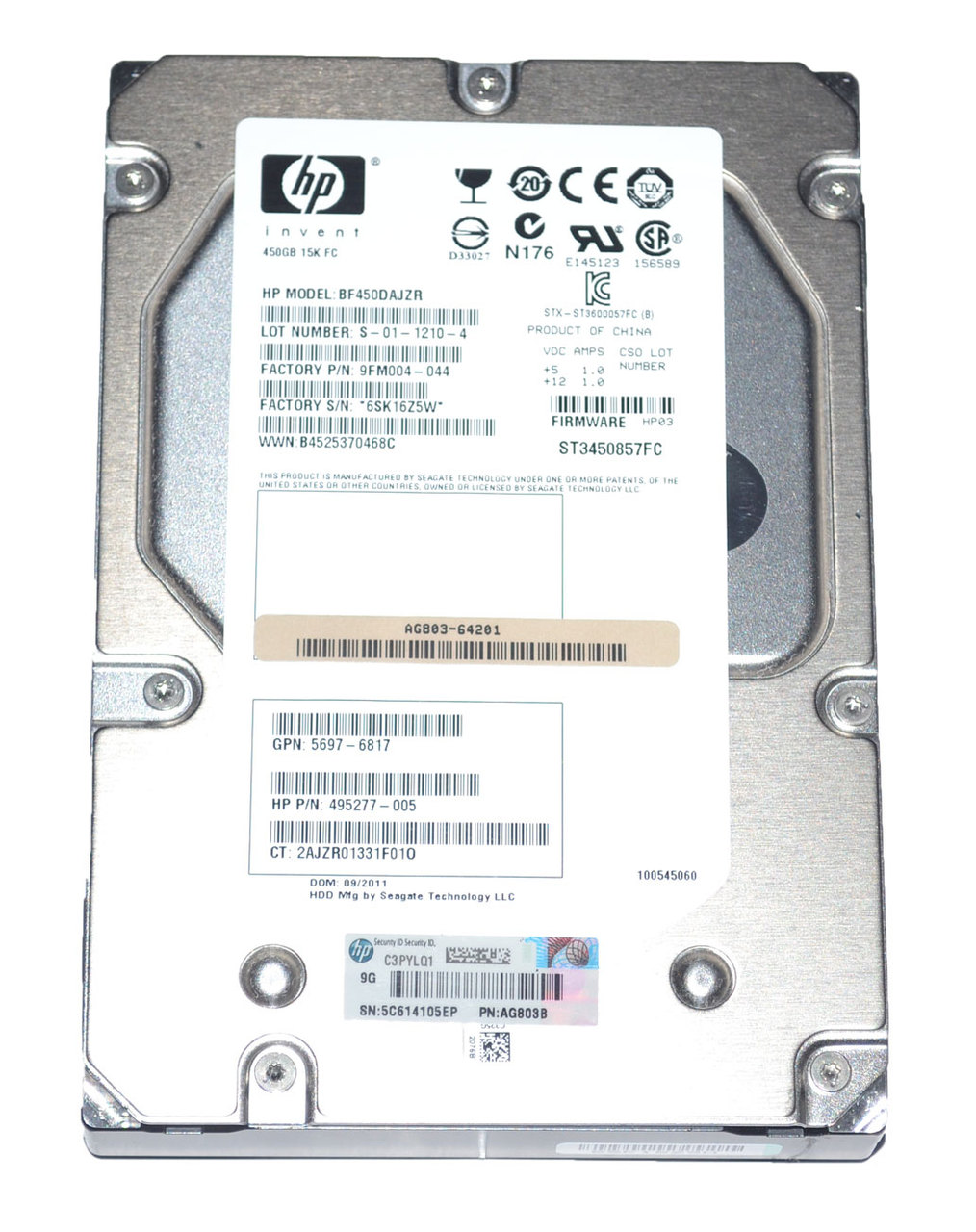 Hewlett-Packard (HP) BF450DAJZR - 450GB 15K RPM Fibre Channel 3.5" Hard Disk Drive (HDD)