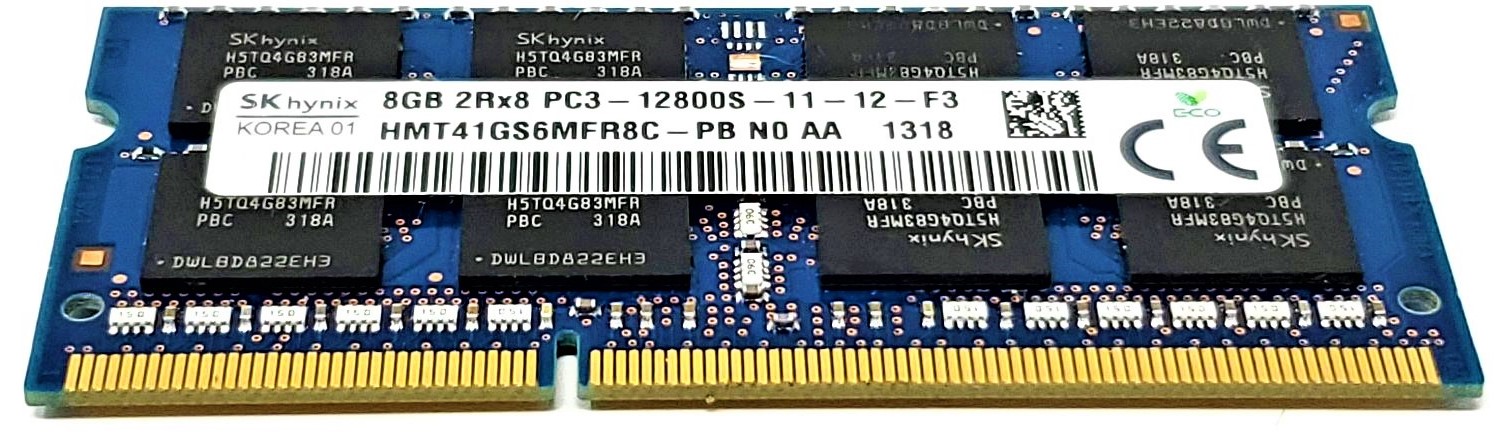 Hynix HMT41GS6MFR8C-PB - 8GB (1x8GB) 1600Mhz PC3-12800S DDR3-1600 204-Pin SODIMM Laptop Memory Ram Hynix HMT41GS6MFR8C-PB - 8GB (1x8GB) 1600Mhz PC3-12800S DDR3-1600 204-Pin SODIMM Laptop Memory Ram