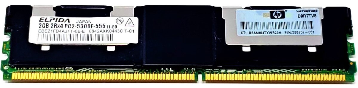 Hewlett-Packard (HP) 398707-051 - 2GB (1X2GB) 667Mhz 2RX4 PC2-5300F ECC Fully Buffered Memory Hewlett-Packard (HP) 398707-051 - 2GB (1X2GB) 667Mhz 2RX4 PC2-5300F ECC Fully Buffered Memory