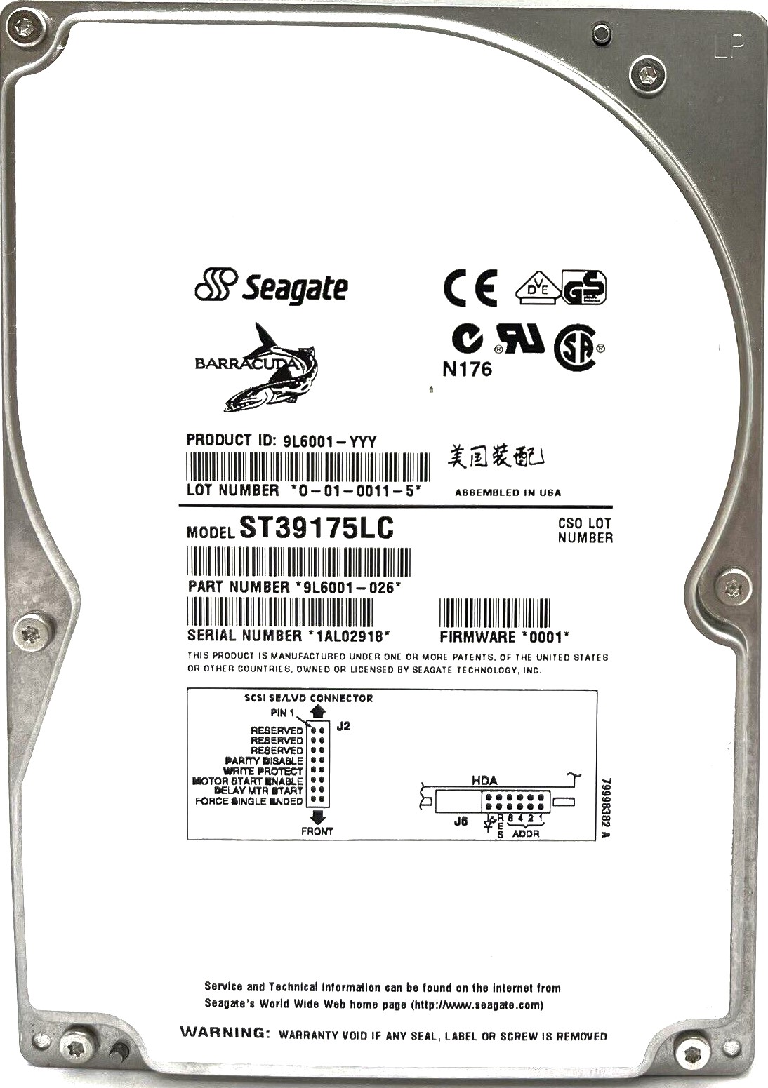 Seagate ST39175LC - 9.1GB 10K SCSI 3.5" Hard Disk Drive (HDD)