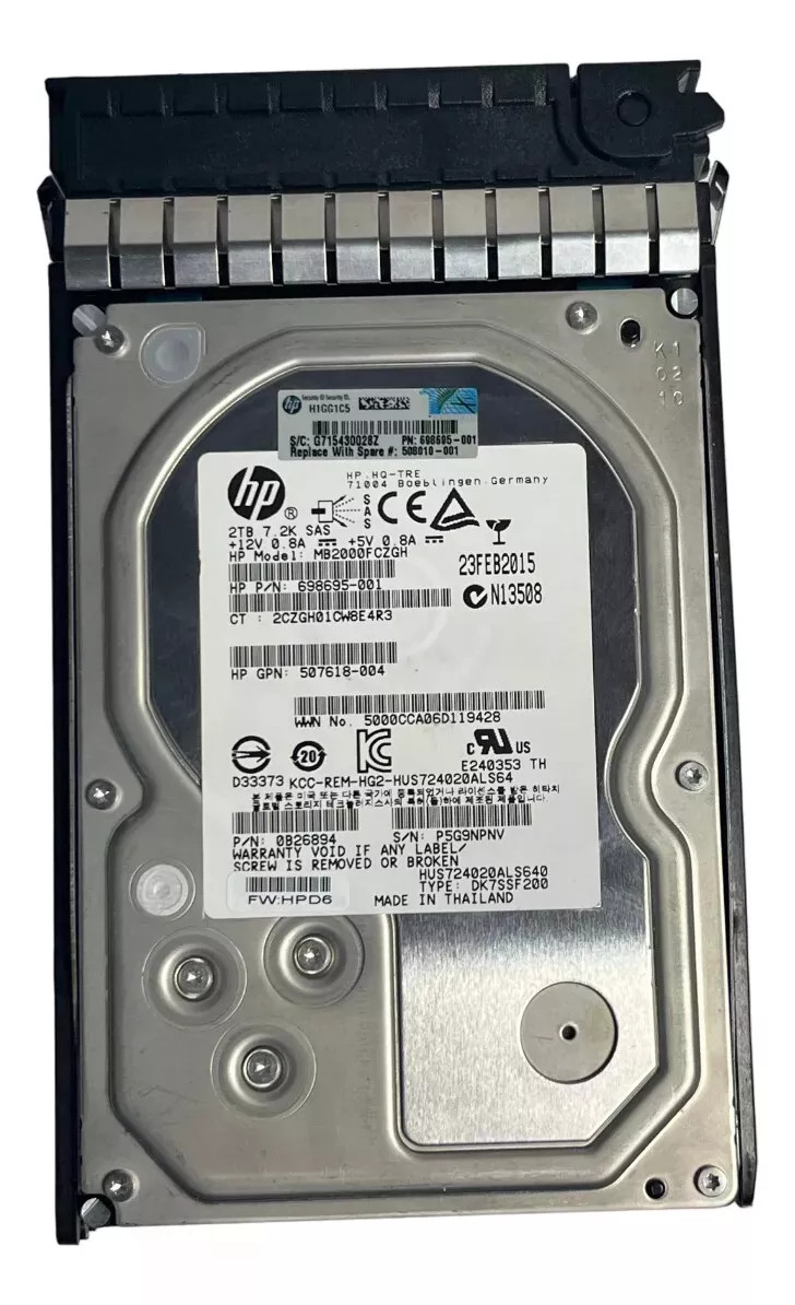 Hewlett-Packard (HP) 507616-B21 - 2TB 7.2K RPM 6G SAS LFF 3.5" Hard Disk Drive (HDD)