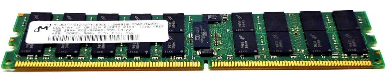 4GB PC2-6400 ECC: Nanya NT4GT72U4ND0BV-AD - 4GB (1x4GB) 800Mhz PC2-6400P ECC 1.8V 240-Pin Server Ram Memory
