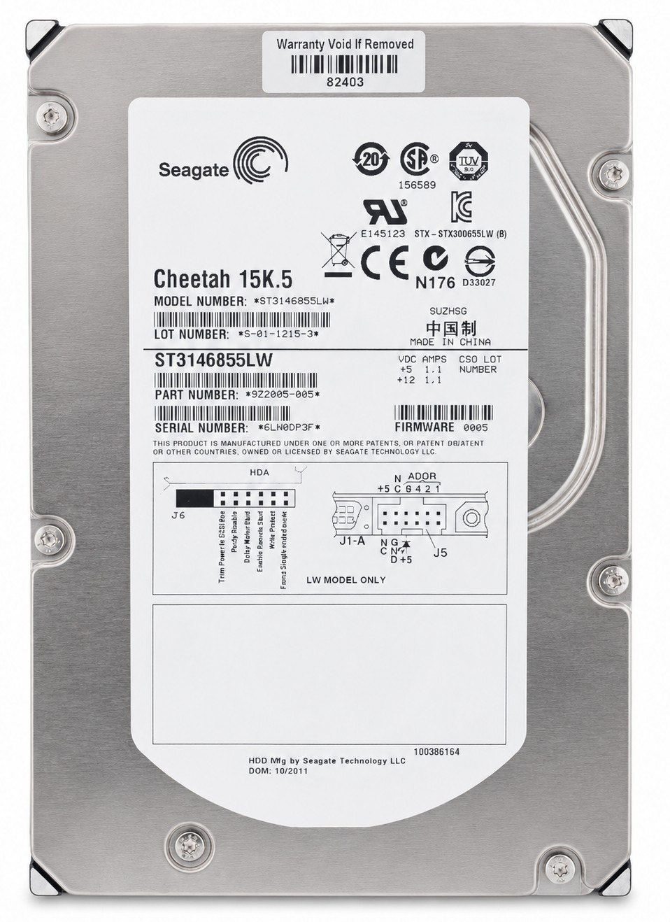 HY941 - 146.8GB 15K RPM 16MB 68-Pin Ultra320 SCSI 3.5" Cheetah 15K.5 Hard Drive