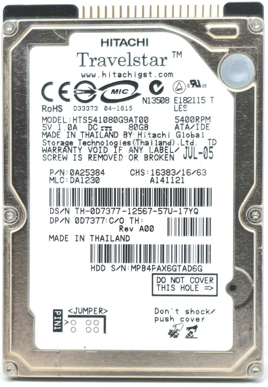 Hitachi HTS541080G9AT00 - 80GB 5.4K RPM IDE PATA EIDE ATA 2.5