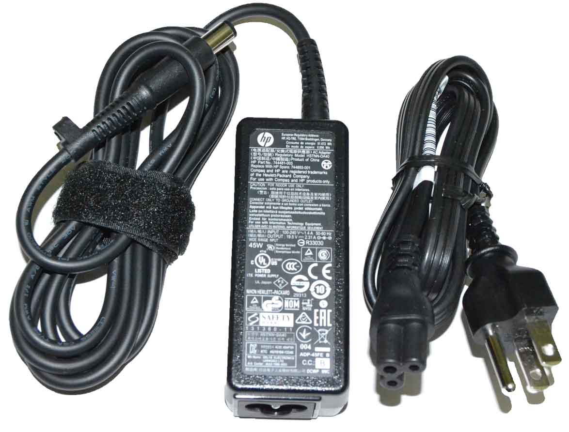 HP 744893-001 - 45W Slim AC Adapter for HP Elitebook, Probook