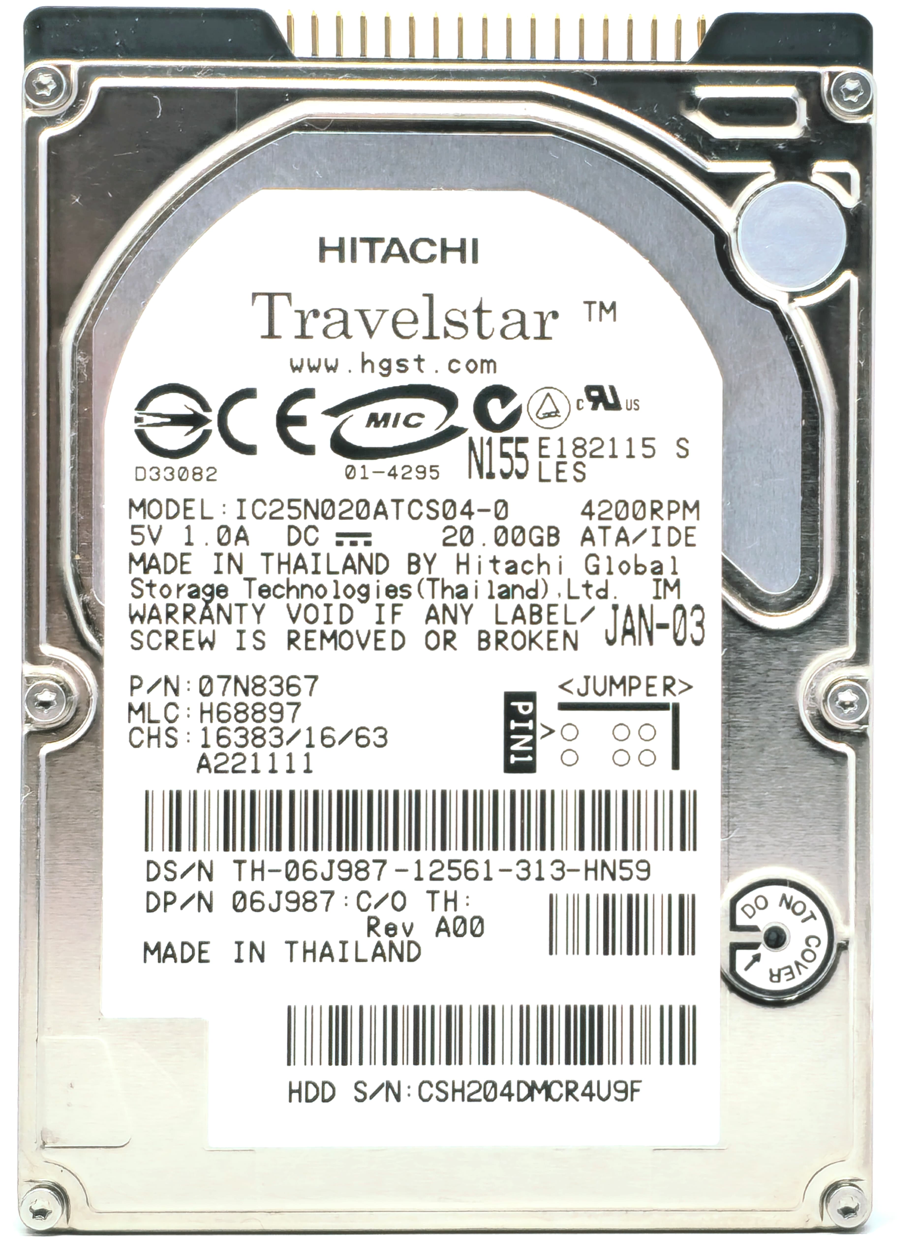 814KM - 20GB 4.2K RPM IDE PATA ATA 2.5" Laptop Hard Drive