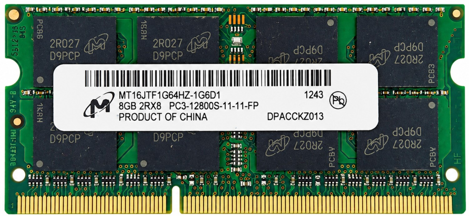 MT16JTF1G64HZ-1G6D1 - 8GB (1x8GB) 1600Mhz PC3-12800S DDR3-1600 204-Pin SODIMM Laptop Memory Ram