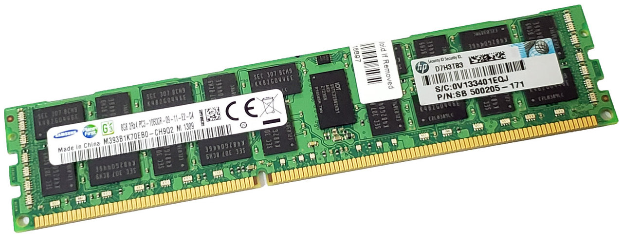 Servers - ECC Registered: HP 500205-071 - 8GB 1333Mhz PC3-10600R DDR3-1333 ECC 240-Pin Registered Memory Ram for Servers