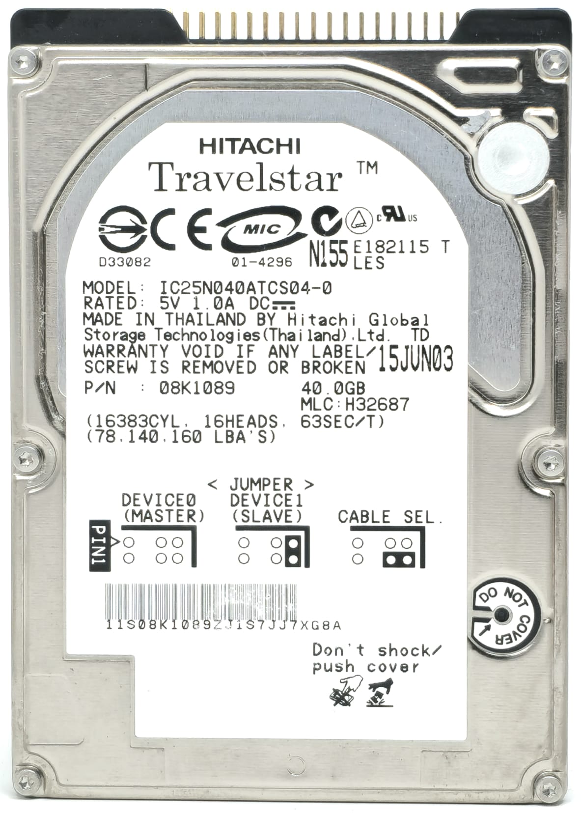 Hitachi HTS424040M9AT00 - 40GB 4.2K RPM IDE PATA ATA 2.5 Laptop Hard Drive