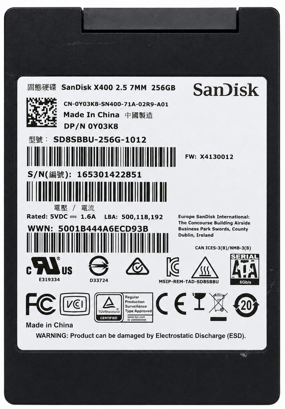 FFKNK - 256GB SATA 7mm 2.5" Solid State Drive SSD for Laptop Desktop Workstation