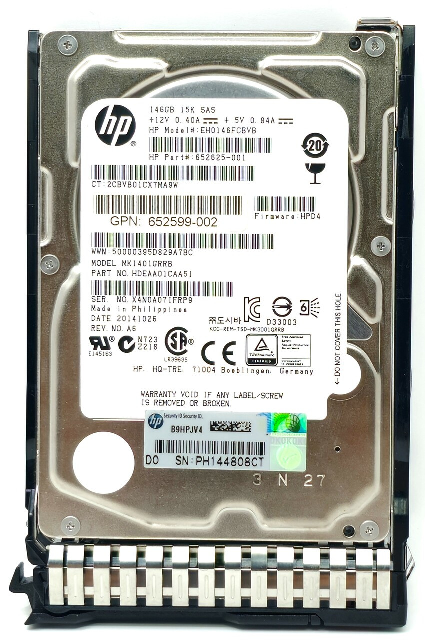 HPE EH0146FCBVB-SC - 146GB 15K RPM 6G SAS SC SFF 2.5" Hard Drive for HPE ProLiant DL120 DL180 DL350P DL360P DL380E DL580 ML350P BL460C Gen8 G8 Gen9 G9