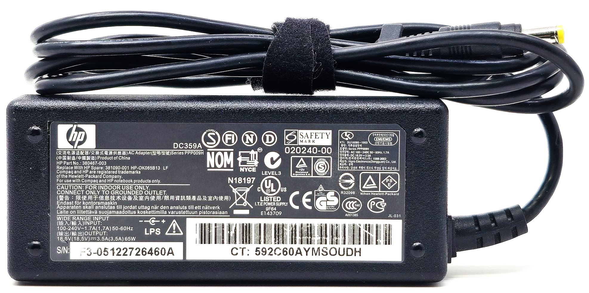 65W Adaptateur AC Chargeur Original HP EliteBook 1030 G1 741427-001