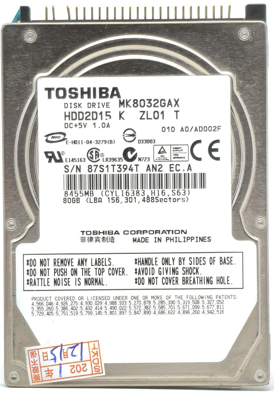 Toshiba MK8026GAX - 80GB 5.4K RPM IDE PATA EIDE ATA 2.5