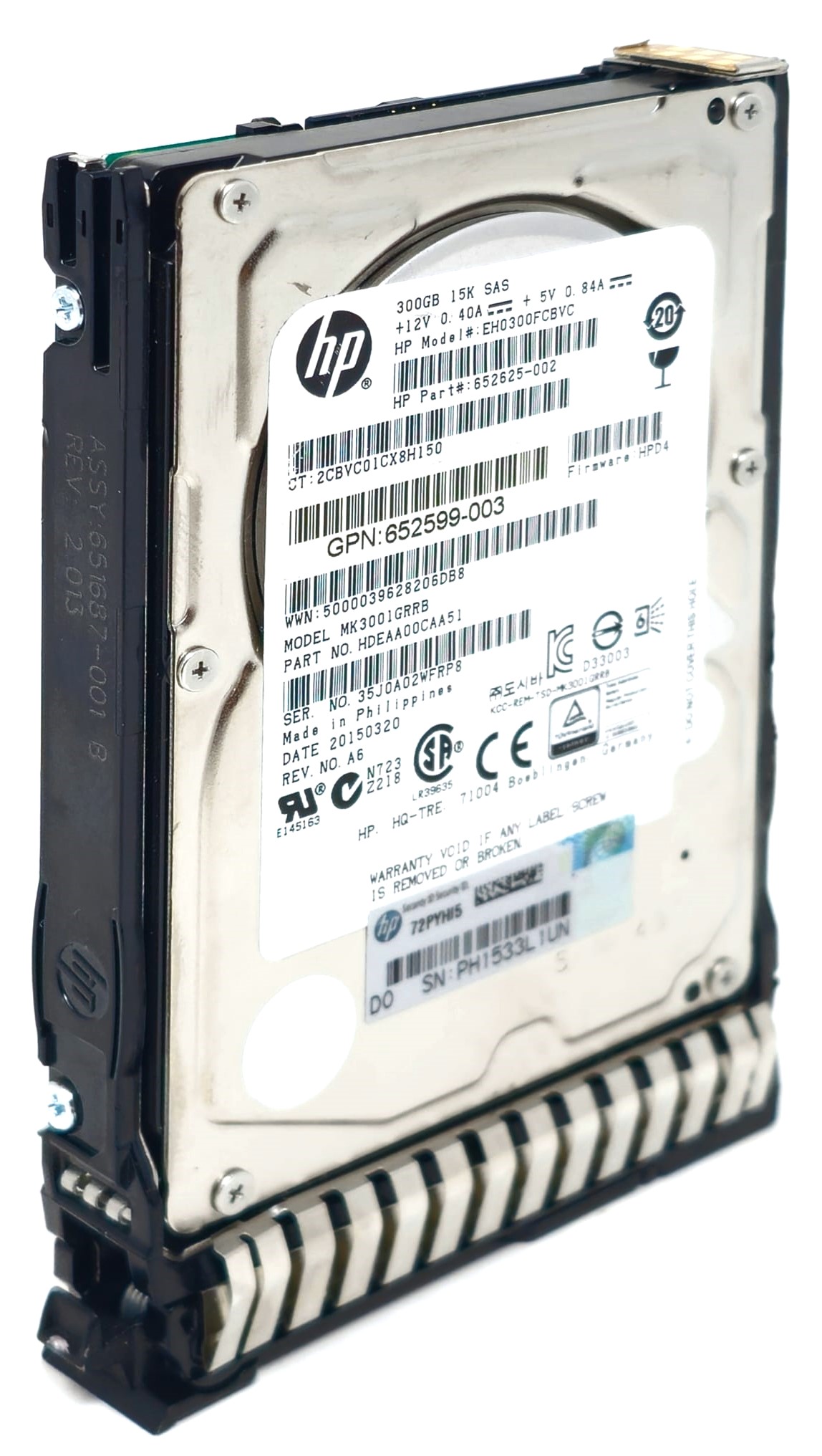HP 652611-B21 - 300GB 15K DP 6G SAS 2.5" Hard Drive For HPE ProLiant DL120 DL160 DL360 DL380 DL580 ML350 G8 G9