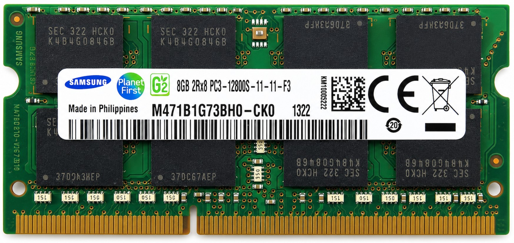 M471B1G73DB0-CK0 - 8GB (1x8GB) 1600Mhz PC3-12800S DDR3-1600 204-Pin SODIMM Laptop Memory Ram