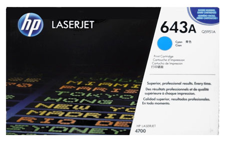 HP Q5951A - Cyan 10000 Yield # 643A Toner Cartridge HP Q5951A - Cyan 10000 Yield # 643A Toner Cartridge