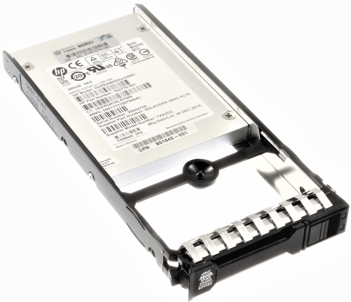 HP 809585-001 - SPS-DRV 480GB SSD SAS cMLC SFF XCSD