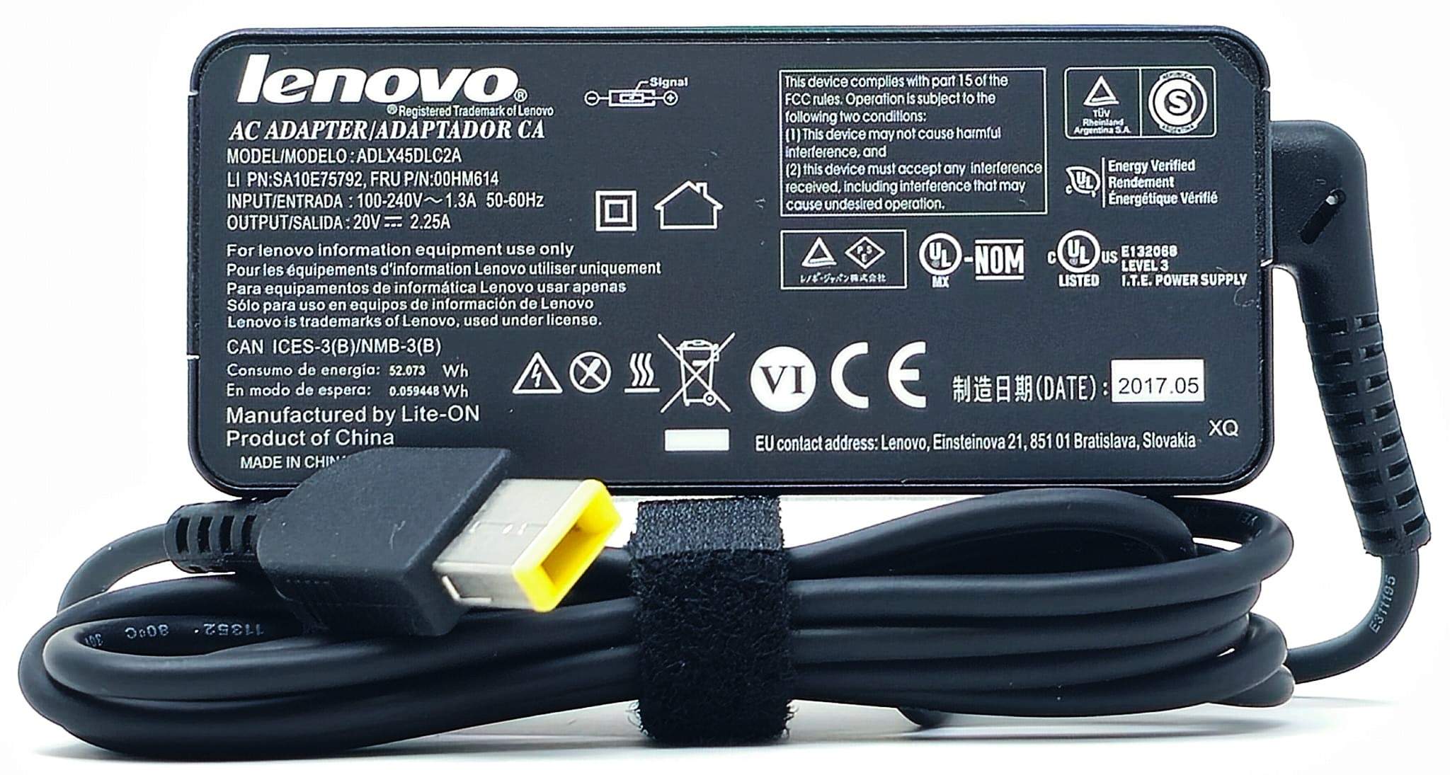 Lenovo 01FR035 - 45W 20V 2.25A Slim Yellow Square Tip AC Adapter