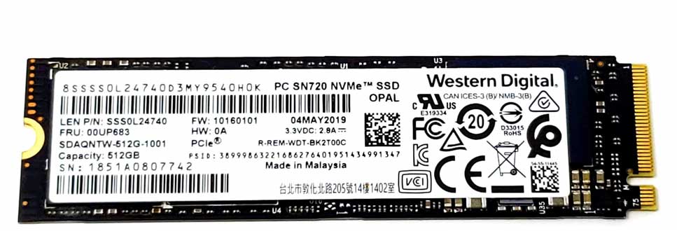 Lenovo 00UP490 - Lenovo SSD M.2 2280 PCIe NVMe 512GB OPAL 2.0 FRU
