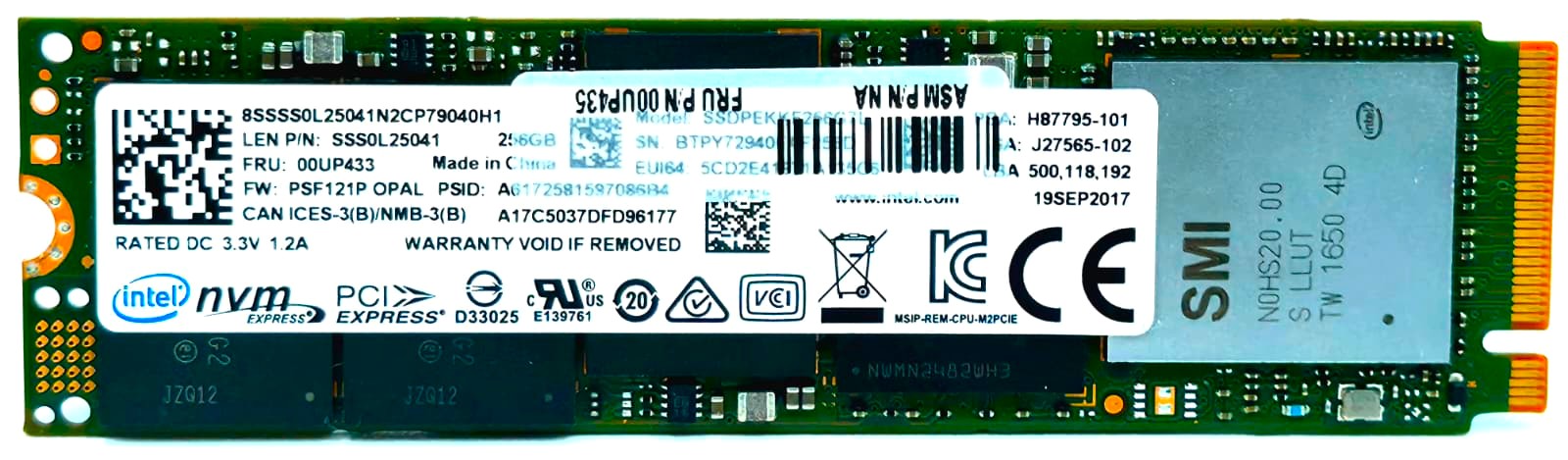 00UP439 - 256GB NVMe PCIe Gen3 x4 M.2 2280 SSD for Latitude XPS Precision HP EliteBook ProBook ThinkPad Ideapad