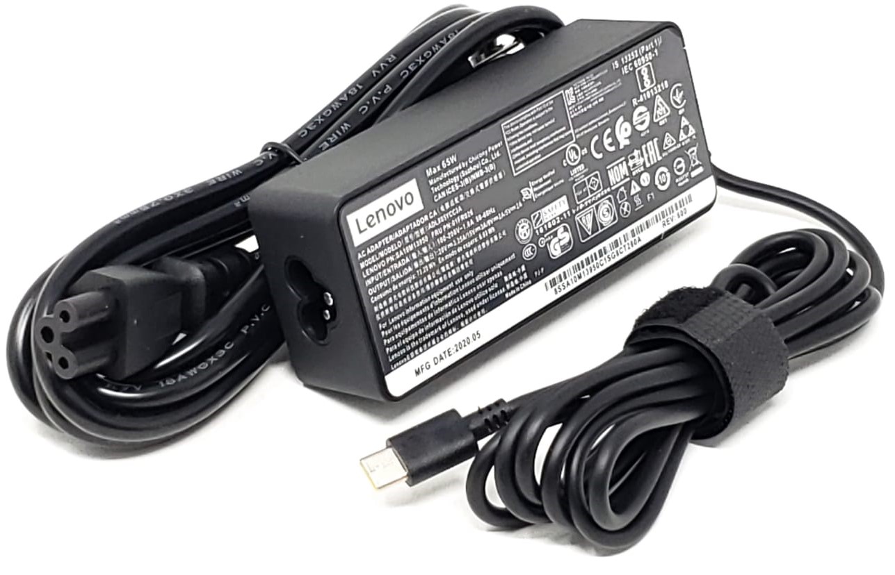 Lenovo 4X20M26268 65W USB Type C AC Adapter Prong Power Cord 100-240V  50-60Hz