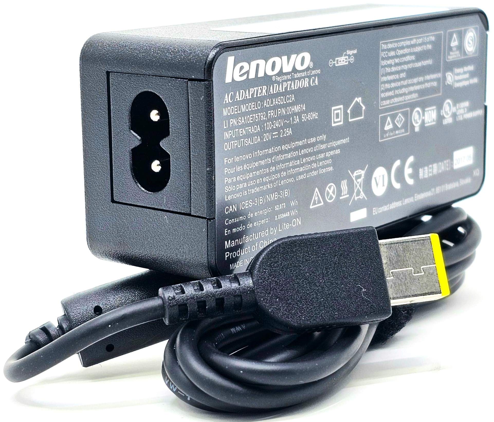 Lenovo ADLX45NCC3A - 45W 20V 2.25A Slim Yellow Square Tip AC Adapter - CPU  Medics