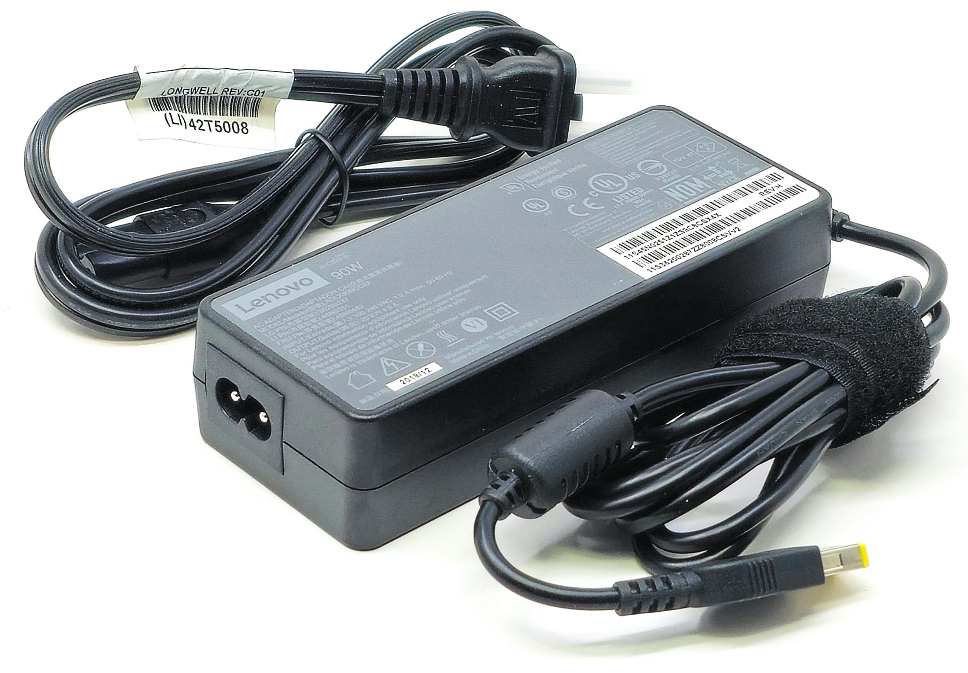 45N0245 - 90W 20V 4.5A Slim Yellow Square Tip AC Adapter for IdeaPad ThinkPad Yoga X1 Carbon