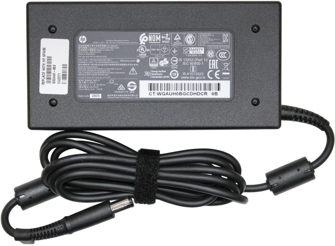 HP HSTNN-DA25 - 120W 19.5V 6.15A 7.4mm x 5.0mm Straight Tip AC Adapter Charger for EliteBook 8460p 8470p 8570p ProBook 6560b 6570b Pavilion dv7