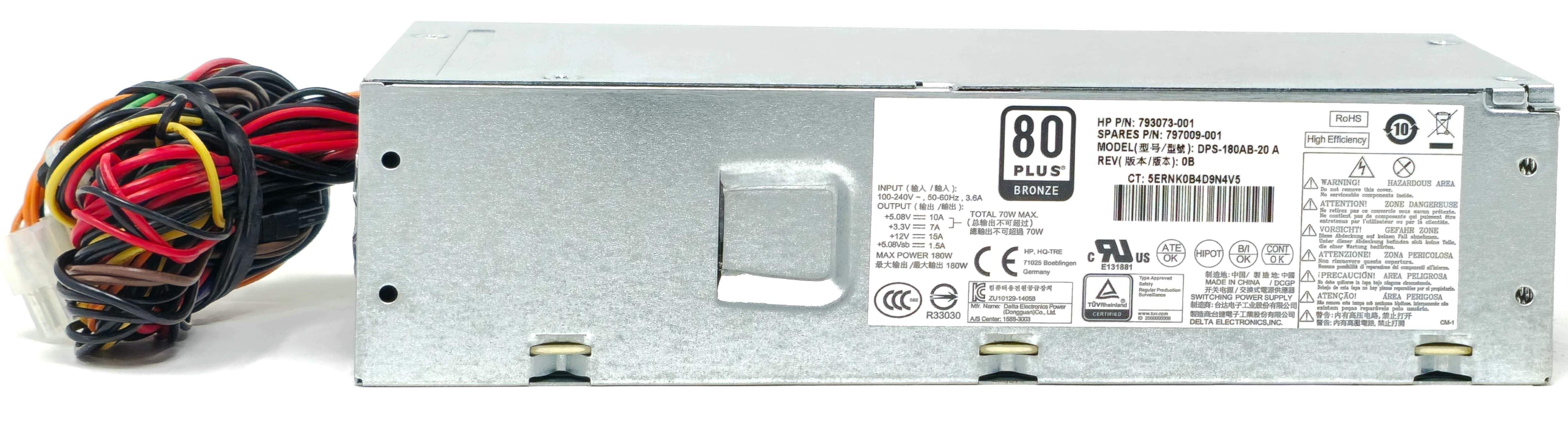HP PCE019 - 180W Chasan SFF E-Star Bronze Power Supply HP PCE019 - 180W Chasan SFF E-Star Bronze Power Supply