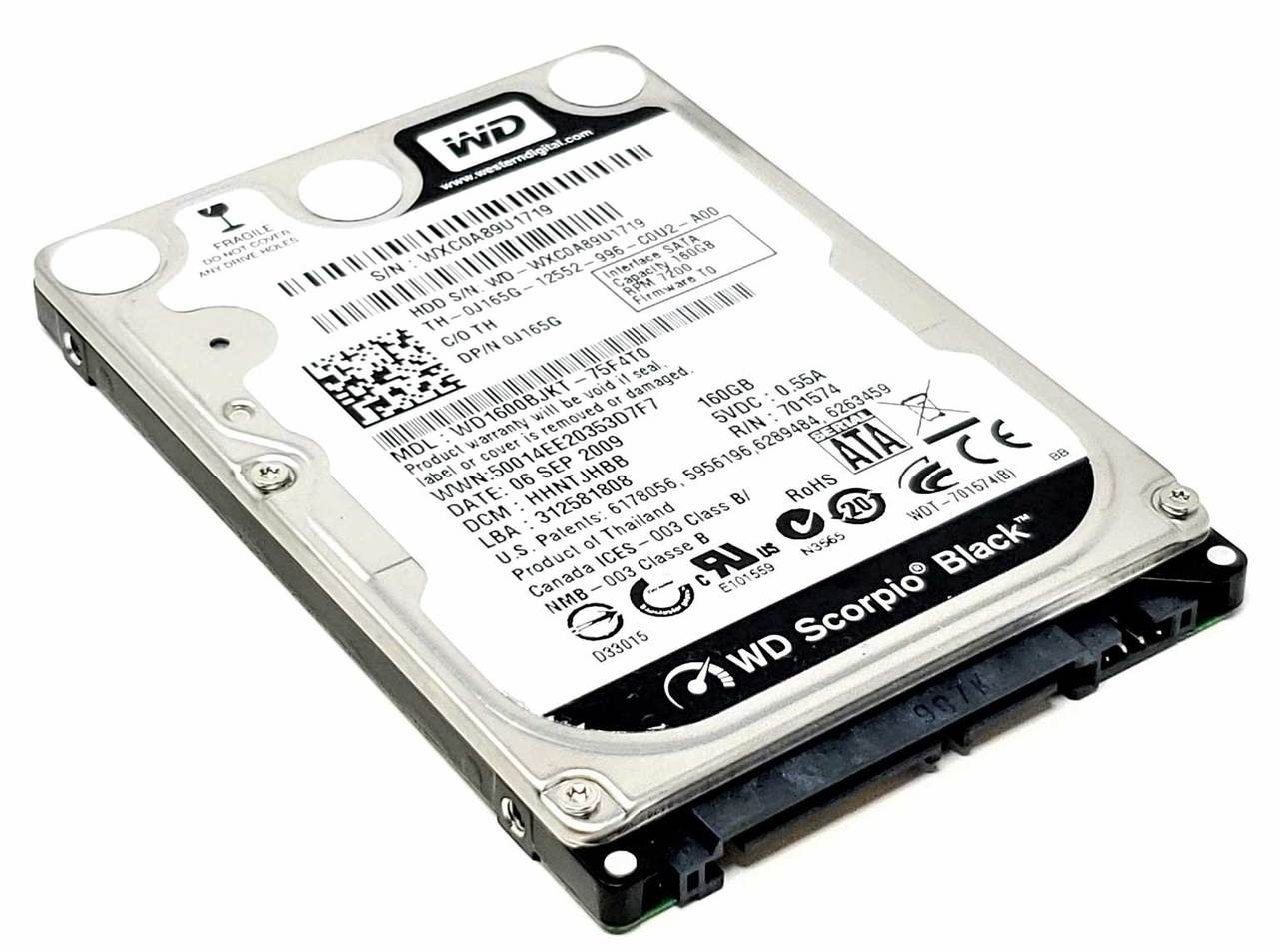 HP 600167-001 - 160GB 7.2K RPM SATA 9.5mm 2.5" Hard Drive