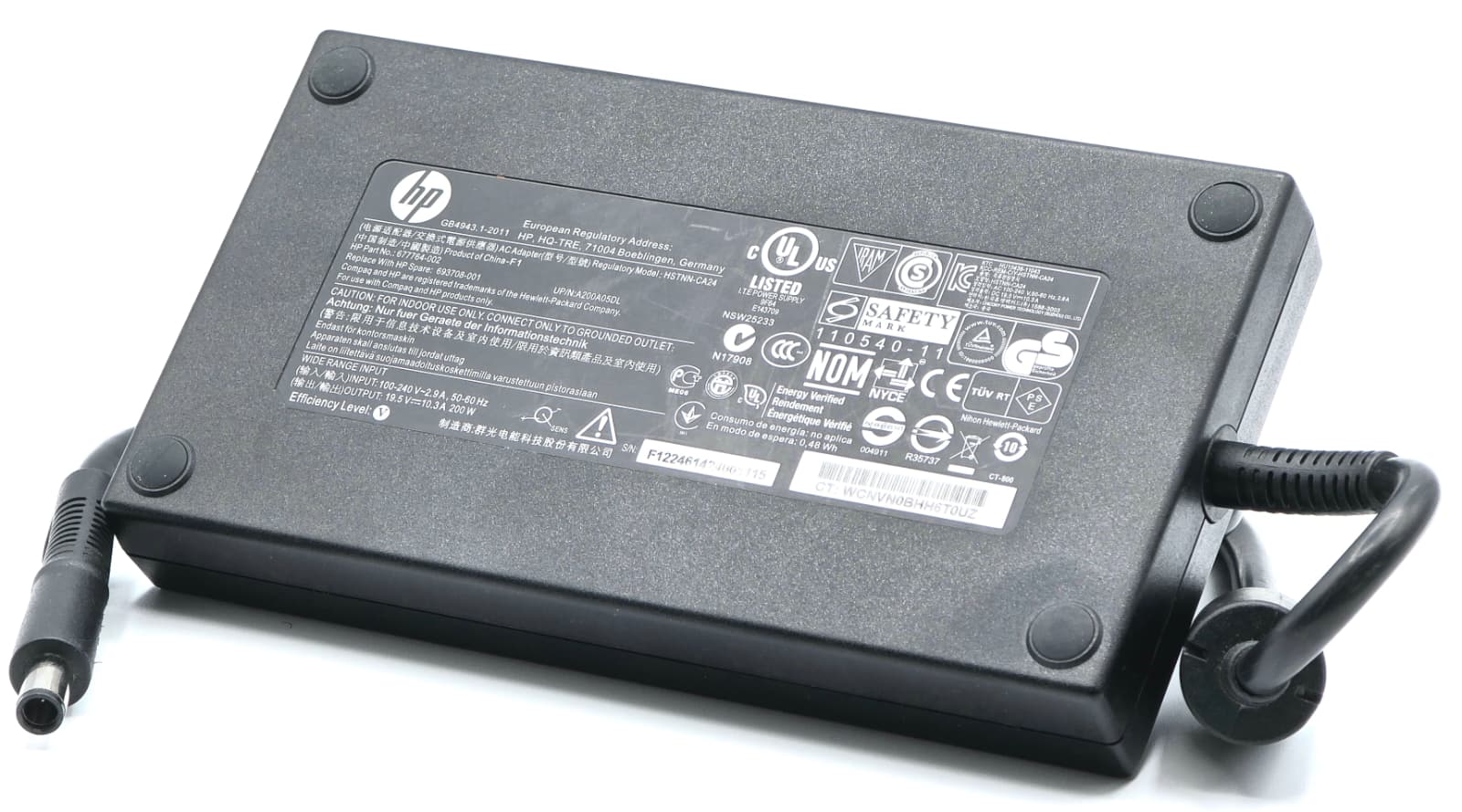 HP 613158-001 - 200W 19.5V 10.3A 5mm Tip AC Adapter Charger for HP Elitebook Touchsmart Zbook Series