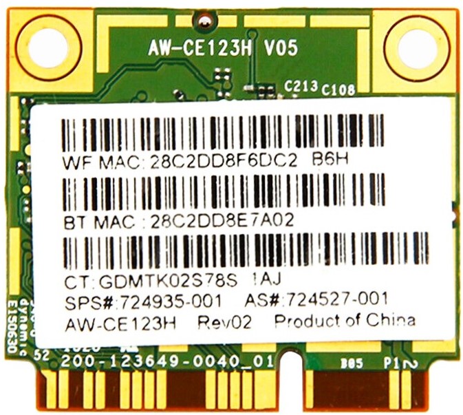 HP 724935-005 - Broadcom BCM94352HMB BCM4352 4352 802.11ac Dual Band 2.4Ghz/5Ghz WiFi 867 Mbps + Bluetooth 4.0 Mini PCI-E WLAN Wireless Card