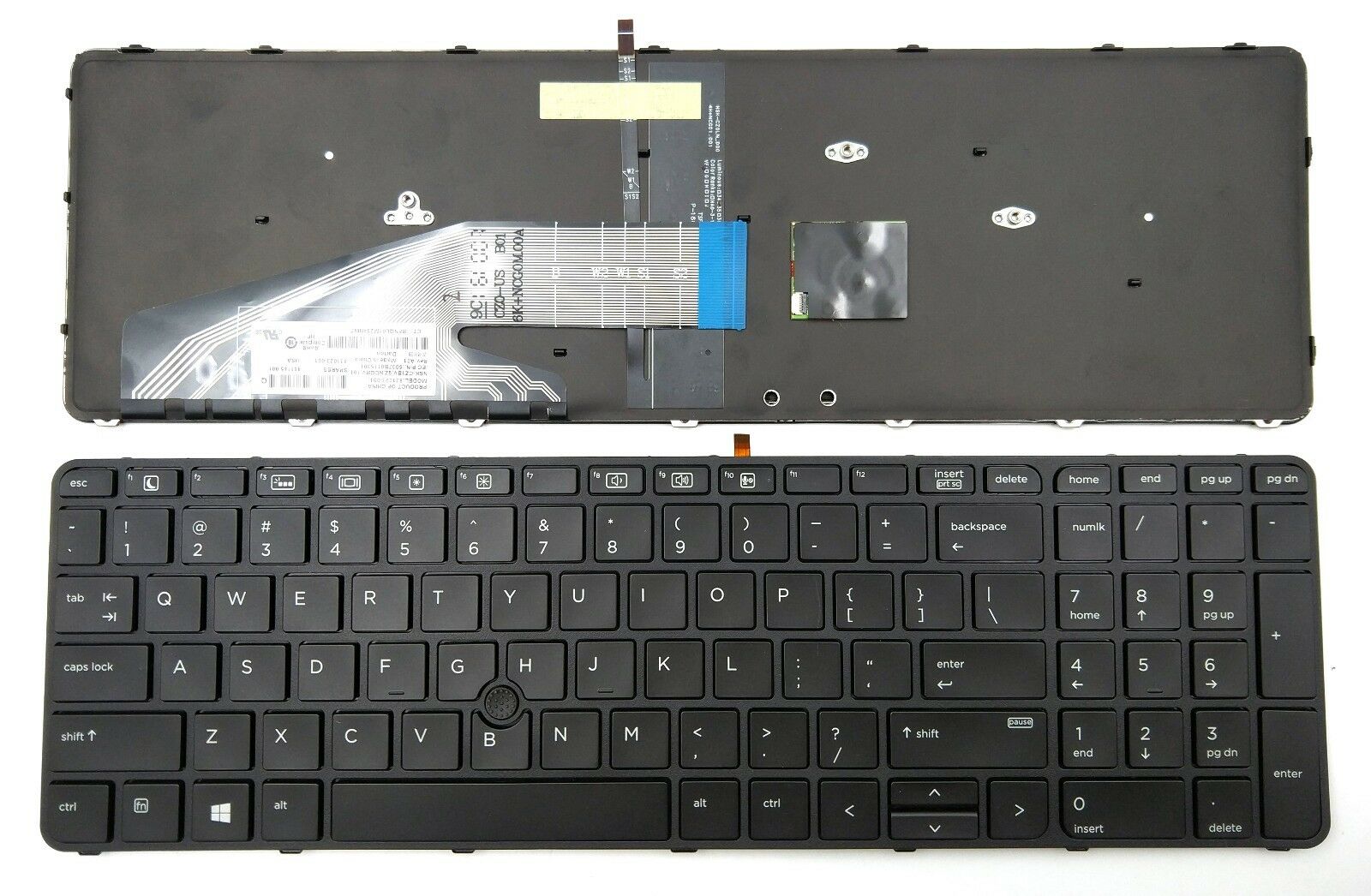 HP 841145-001 - Advanced backlit keyboard with Dual-Point - Features DuraKeys and a spill resistant design with drain - Includes connector cables f