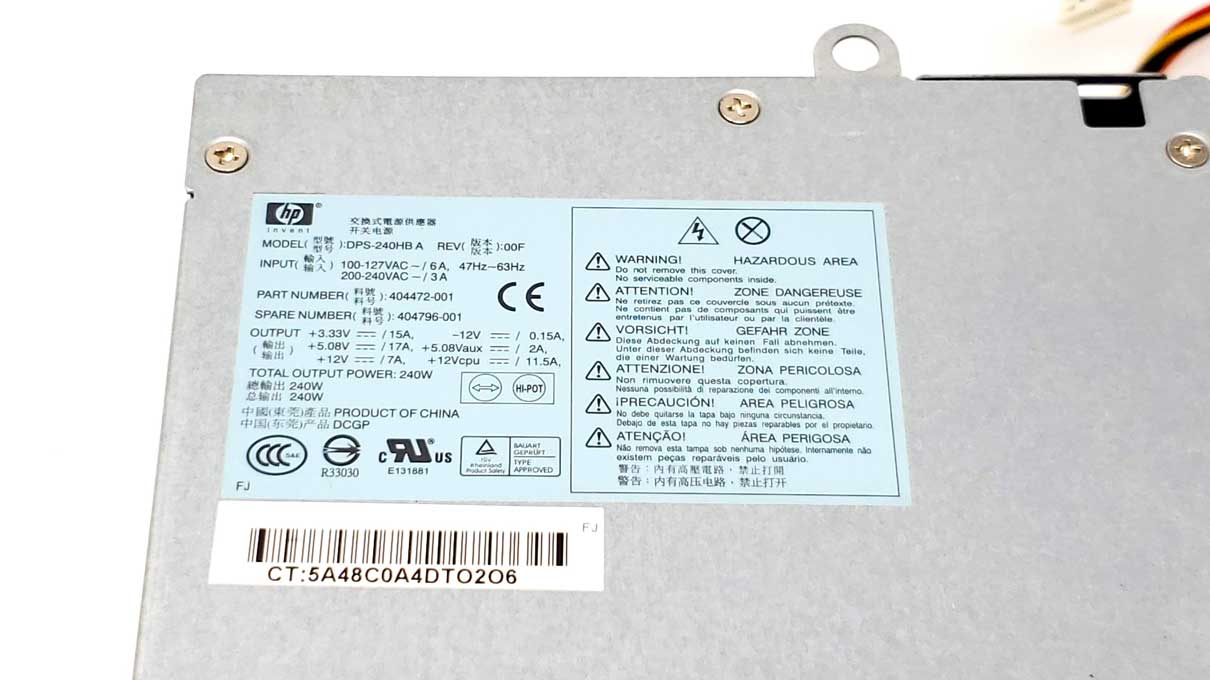 HP API5PC52 - 240W Power Supply for DC5700 DC5750 SFF