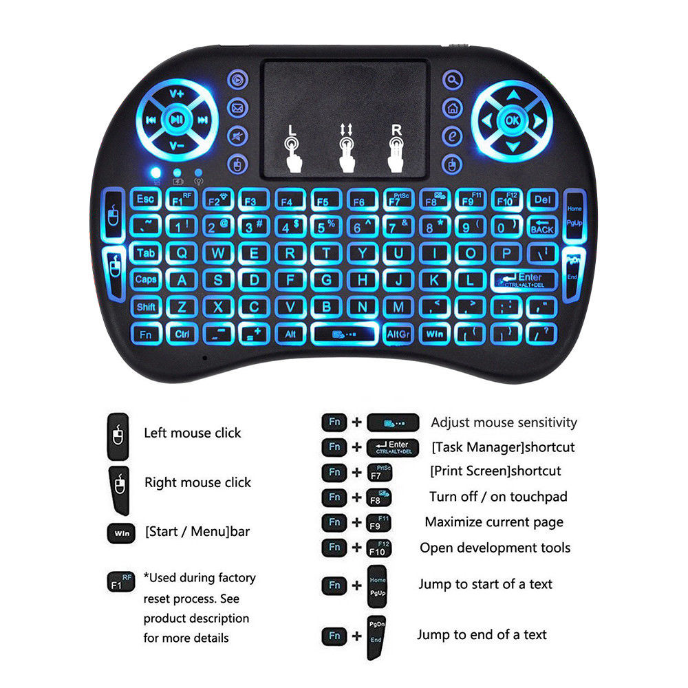 2.4Ghz Mini Wireless Backlit Touchpad Keyboard and Mouse For Android Smart TV Box and PC