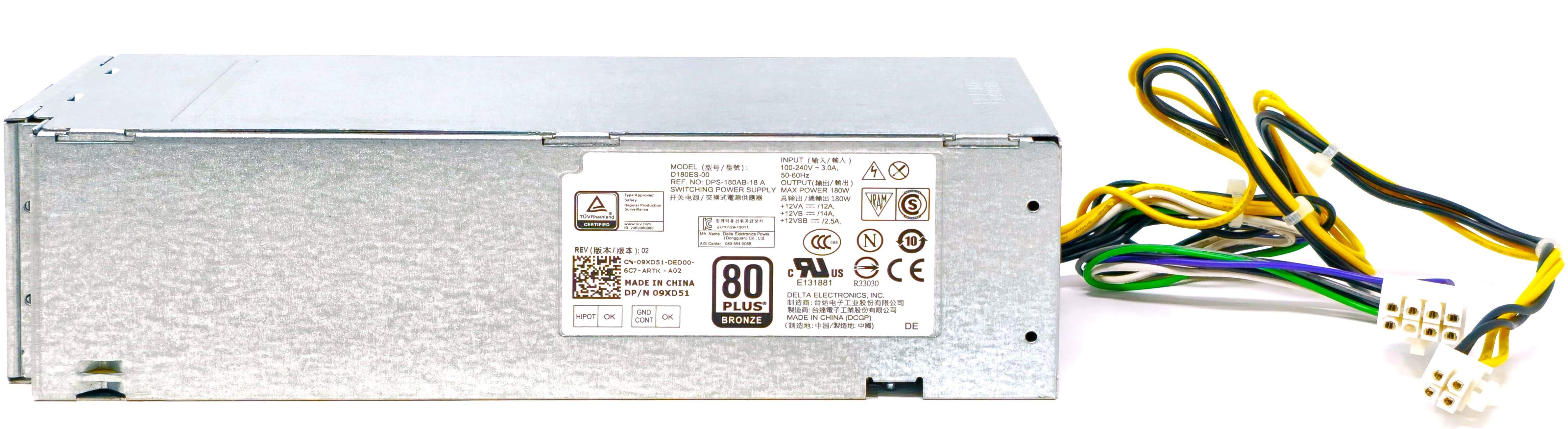 AC180NS-00 -180W Power Supply With 2x Connectors For Optiplex 3040 3650 3656 5040 7040