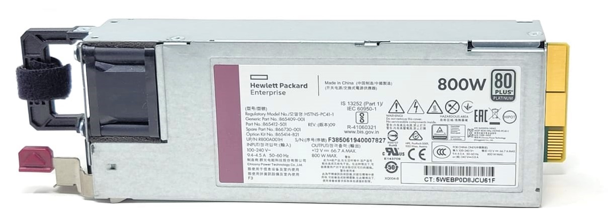 HPE 865409-001 - 800W Flex Slot Platinum Low Halogen Hot Swap Power Supply for HPE DL360 DL380 DL385 DL560 DL580 ML110 ML350 Gen10 G10
