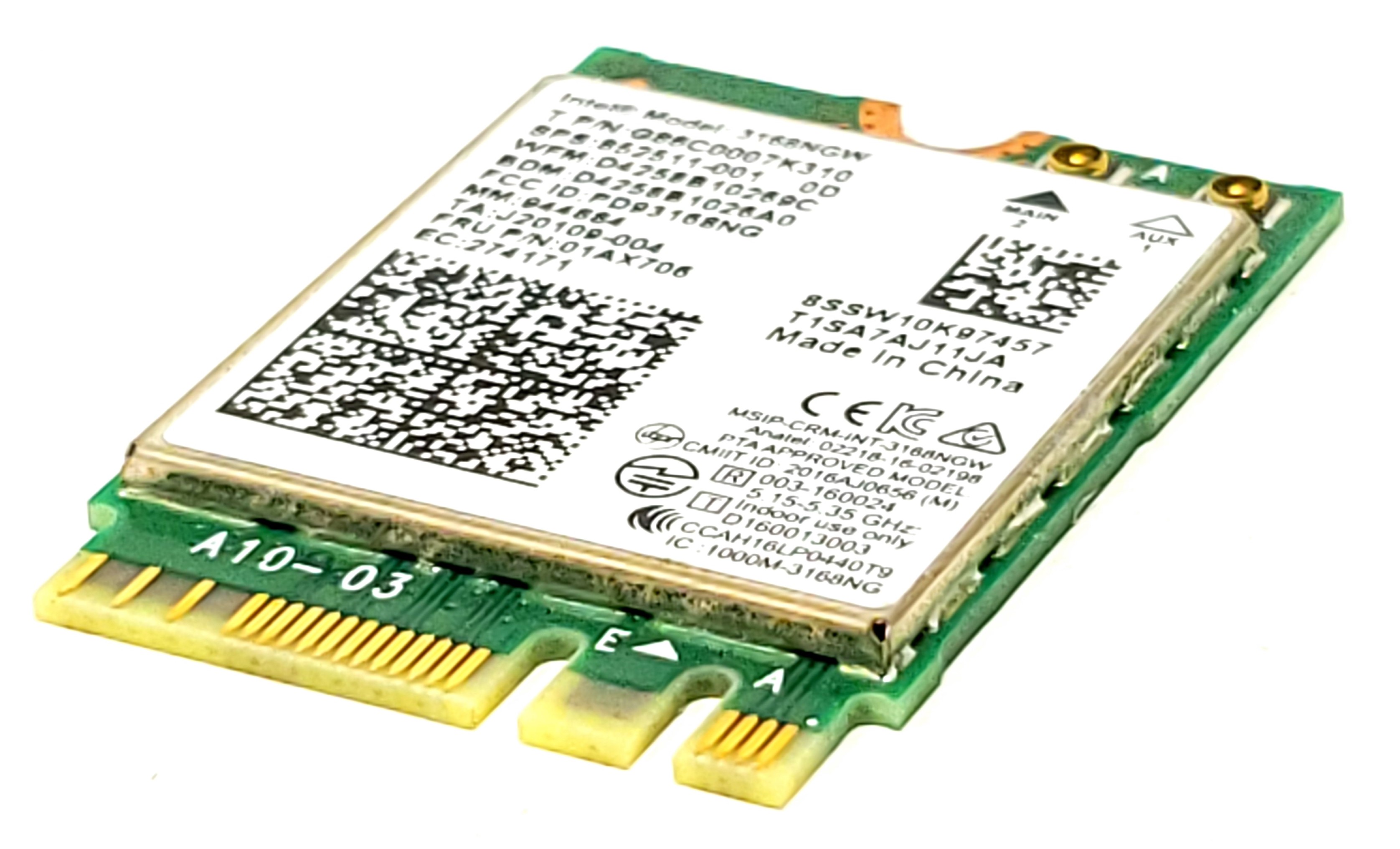 01AX706 - Intel 3168NGW Dual Band Wireless-AC 3168 802.11 ac 1x1 WiFi +  Bluetooth 4.2 combination WLAN module