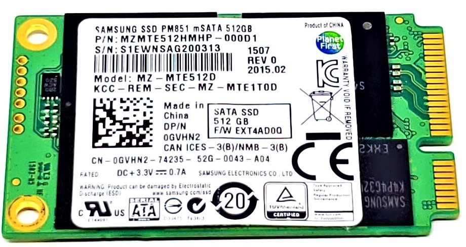 Samsung MZ-MTD5120/0L1 - 512GB 6Gb/s mSATA Mini PCI-E Solid State SSD