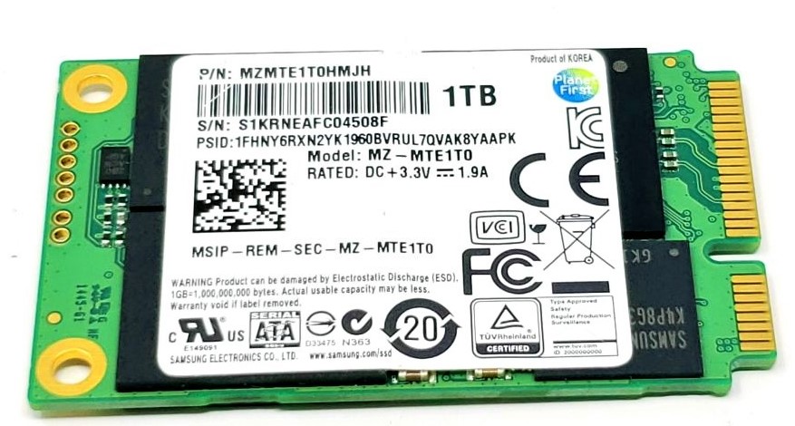 Samsung MZMLN1T0HMJP - 1TB 6Gb/s mSATA Mini PCI-E Solid State SSD