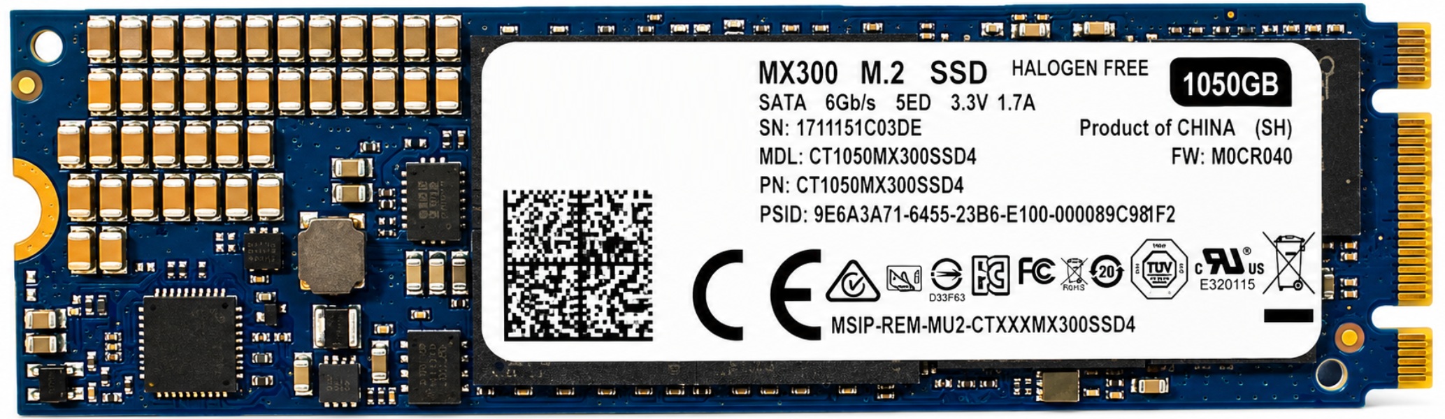 Crucial CT1000MX500SSD4 - 1TB M.2 2280 SATA III NGFF Solid State SSD
