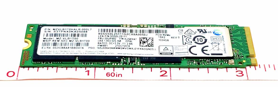 Samsung MZVLB1T0HALR-00000 - 1TB M.2 2280 NGFF PCIe NVMe Gen3x4 Solid State  SSD