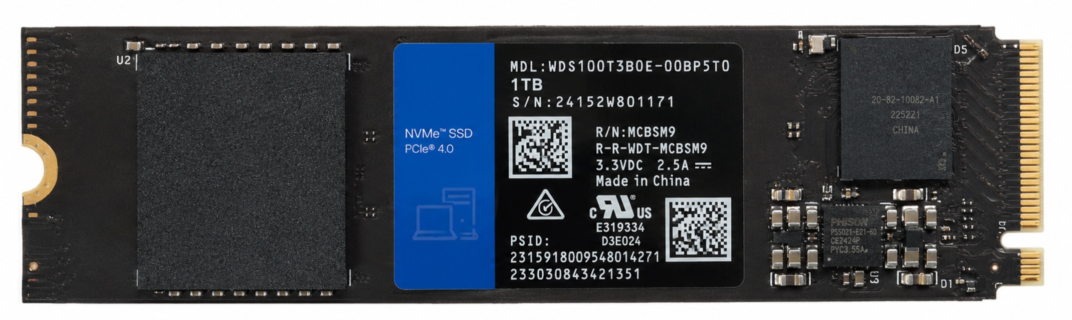 WDS100T3X0C-00SJG0 - 1TB M.2 2280 NGFF PCIe NVMe Gen3x4 Solid State SSD