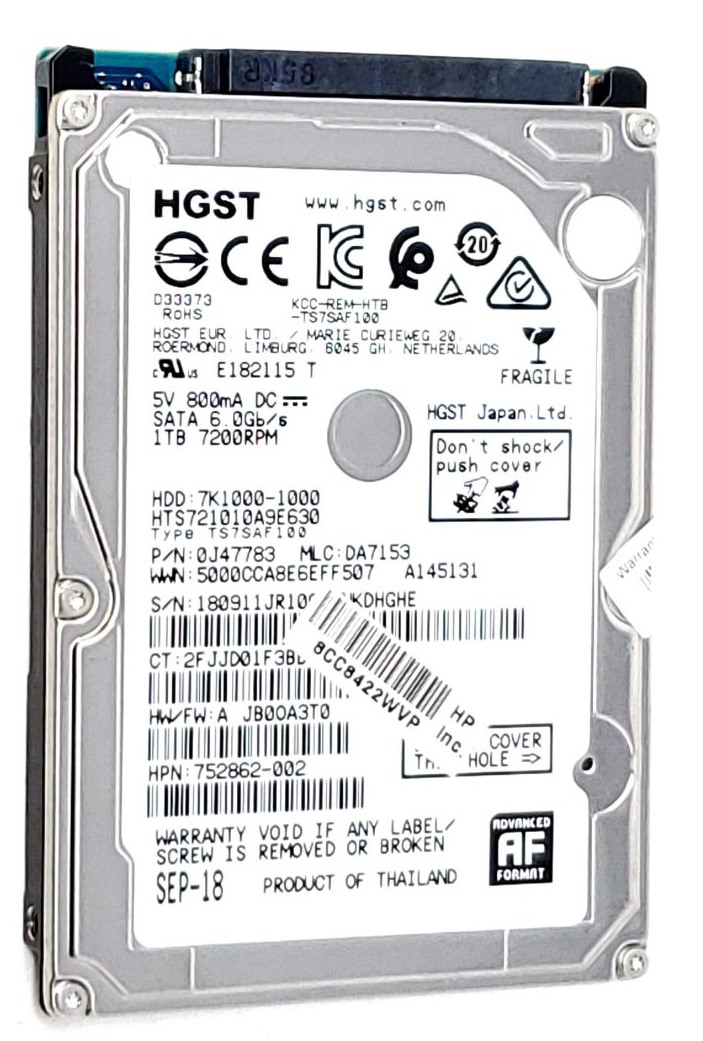 HGST TS7SAF100 - 1TB 7.2K RPM SATA 9.5mm 2.5 Hard Drive